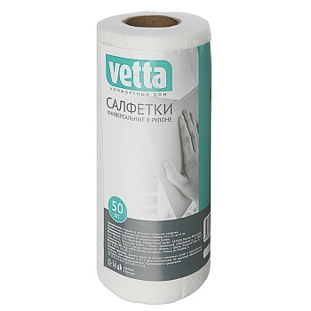 vetta салфетки универсальные 50 шт.в рулоне, 20x25 см., спанлейс