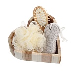 набор подарочный тм ladecor мочалка, расческа, пемза, 15*4*15 см, бамбук, полиэстер, пемза
