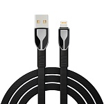 by кабель для зарядки графика ip, 2.4а, 1м, быстрая зарядка, штекер металл, черный от магазина Барс