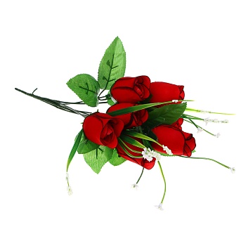 ladecor букет искусственных цветов розы алые, 32 см, ткань, пластик, железная проволока