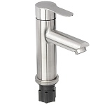 союзкран смеситель для раковины, керам. картридж 35мм, нерж. сталь, ss02-m118