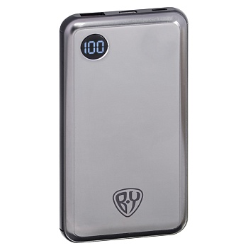 by аккумулятор мобильный, 10000 мач, usb+type-c, быстрая зарядка qc3.0+pd, 3а, дисплей, металлик от магазина Барс