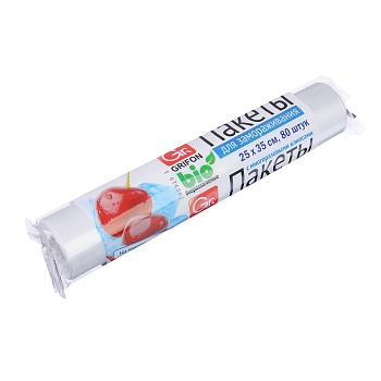 grifon пакеты для замораживания bio 80шт, 3л, 25x35см, перфорированные с клипсами, 100-003 от магазина Барс