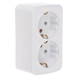розетка intro polo/quadro двойная с заземлением 2х2p+e schuko 16а-250в ip20 оу белый от магазина Барс