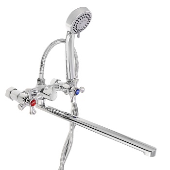 rain смеситель для ванны нефрит, прямой излив 35см, керам. кран-буксы 1/2, душ. набор, латунь, хром