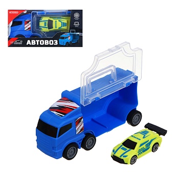 игроленд автовоз с машинкой, абс, 14,5 х7,2x5 см, 2 цвета