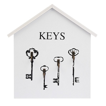 ключница открытого типа keys на 4 крючка, 27х27х3 см, мдф, металл