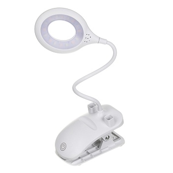 forza лампа настольная, 16 led, питание usb, с зажимом, кабель 1.5м, 1200lux, аккум.1200мач, белая от магазина Барс