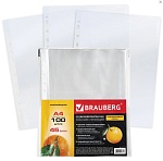 папки-файлы перфорированные а4 brauberg "standard", комплект 100 шт., матовые, 40 мкм от магазина Барс