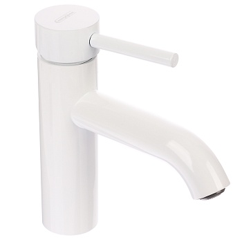 союзкран смеситель для раковины, керам. картридж 35мм, нерж. сталь, белый ss02-m132