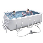 bestway прямоугольный бассейн, пвх, 412х201х122см,8124л, с фильтр-насосом и лестницей, 56456