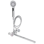 rain смеситель для ванны уран, прямой излив 35см, керам. кран-буксы 1/2, душ. набор, латунь, хром