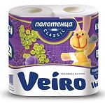 полотенца бумажные 2шт/уп veiro бытовые 2-х слойные (2х12,5 м) белые, 5п22   1/12