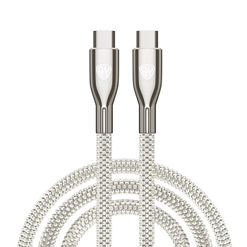 by кабель для зарядки кристаллы type-c-type-c, 1м, быстрая зарядка 3а, qc, pd 65w, серебро от магазина Барс