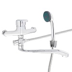 союзкран смеситель для ванны с душем, плоский излив 30см, кер. картридж 40мм, хром, цинк, sk09-i101