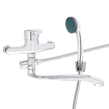 союзкран смеситель для ванны с душем, плоский излив 30см, кер. картридж 40мм, хром, цинк, sk09-i101