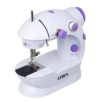 leben швейная машинка, 6 вт, полуавтомат, 2 скорости, 4xаа или 220 в, белая, 195х125х200мм интернет-магазин «Барс»