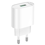 hoco. зарядное устройство модель c109a, usb-a qc 20w, цвет: белый от магазина Барс