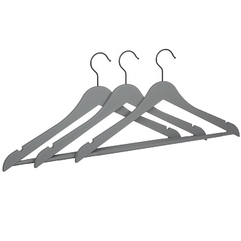 вешалки для одежды тм vetta, 3шт, 44,5x23x1см, пластик abs, софт тач, цвет серый от магазина Барс