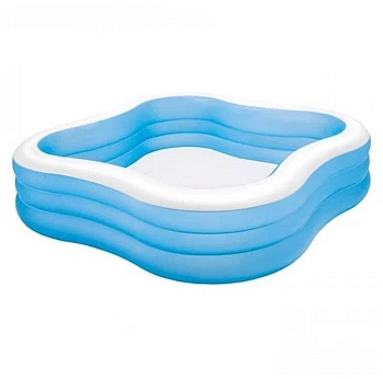 intex бассейн с надувным дном, 229х229х56см, цвета лета, от 6 лет, 57495np