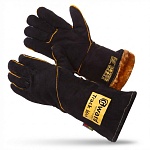 краги сварщика пятипалые спилковые с подложкой  gward treck  black  zima
