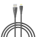 кабель для зарядки usb(a)-ip by nylon pro, 12вт, 1 м, 2.4a, нейлон, черный от магазина Барс