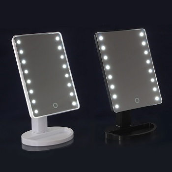 юниlook зеркало с led-подсветкой, usb, 4хааа, пластик, стекло, 16,7х27см, 2-3 цвета