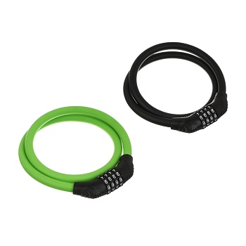 замок велосипедный тм by sport, противоугонный, тросовый, кодовый, 800х12мм, металл, пластик, 2 цв от магазина Барс