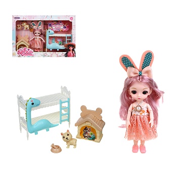 игроленд кукла 15 см с акс. и питомцами, pvc, pp, abs, 38,5х8,5х25,5 см