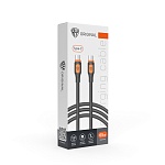 by кабель для зарядки pie type-c-type-c, 1м, быстрая зарядка 3а, pd 65w, прорезиненный, черно-оранж.