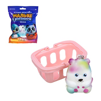 игроленд игрушка антистресс, сквиш - брелок "малыш в корзиночке", pu, 12х17см, 12 дизайнов