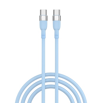 всёгазин кабель для зарядки live type-c-type-c, 1м, быстрая зарядка 3а, pd 65w, силикон, голубой от магазина Барс