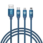 by кабель для зарядки 3 в 1, ip/micro usb/type-c, 1.5м, 2.4а, синий от магазина Барс