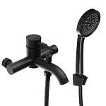 союзкран смеситель для ванны с душем, короткий излив, картридж 35мм, нерж. сталь, черный, ss09-m132