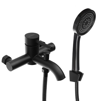 союзкран смеситель для ванны с душем, короткий излив, картридж 35мм, нерж. сталь, черный, ss09-m132