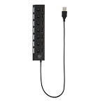 usb-хаб 7xusb2.0 by с выключателями, кабель usb(a) 15см, пластик, чёрный от магазина Барс