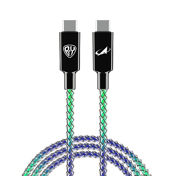 by роскосмос кабель для зарядки magic light type-c-type-c, 1м, быстрая зарядка 3а, pd 65w, подсветка от магазина Барс