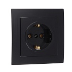 forza розетка скрытой установки с зазем. контактом rs 16-133-ч, 250в, 16а, ip20, 85x85x46 мм, чёрная