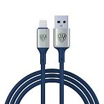 by кабель для зарядки space cable pro ip, 2.4а, 1м, быстрая зарядка, штекер металл, синий от магазина Барс