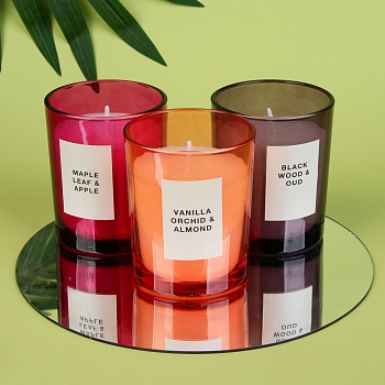 ladecor свеча ароматическая в стеклянном корпусе, 135 г, 7х7х8,4 см, 3 аромата