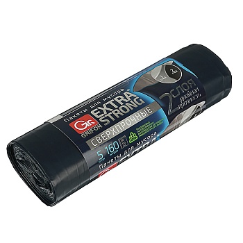 grifon мешки для мусора двухслойные extra strong 160 л., 5 шт., особо прочные пвд, рулон