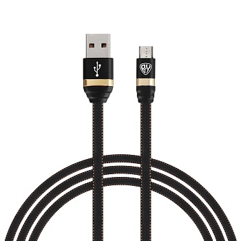 by кабель для зарядки элегант micro usb, 1м, 3а, быстрая зарядка qc3.0, тканевая оплётка, черный от магазина Барс