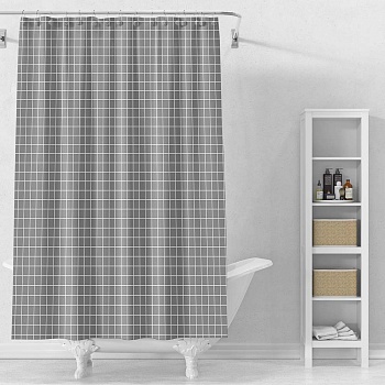 шторка для ванной тм vetta квадро, пева 60г/м2, 180x200см, серый цвет от магазина Барс