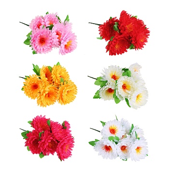 ladecor букет искусственных цветов в виде георгины, 33-36 см, ткань,пластик, железная проволока, 6цв