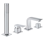 rain смеситель на борт ванны, на 4 отверстия, встраиваемый (врезной), с душ.набором, хром