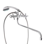 союзкран смеситель для ванны с душем, круглый излив 30см, кер. кран-буксы 1/2, хром, цинк, sk08-s222