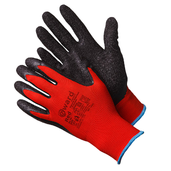 перчатки нейлоновые с текстур. латексным покрытием gward red xl 12/240